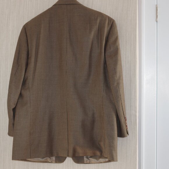 Lauren Ralph Lauren Brown Checked Wool Silk Men 2 Button Sport Coat Size 46R - Picture 7 of 7